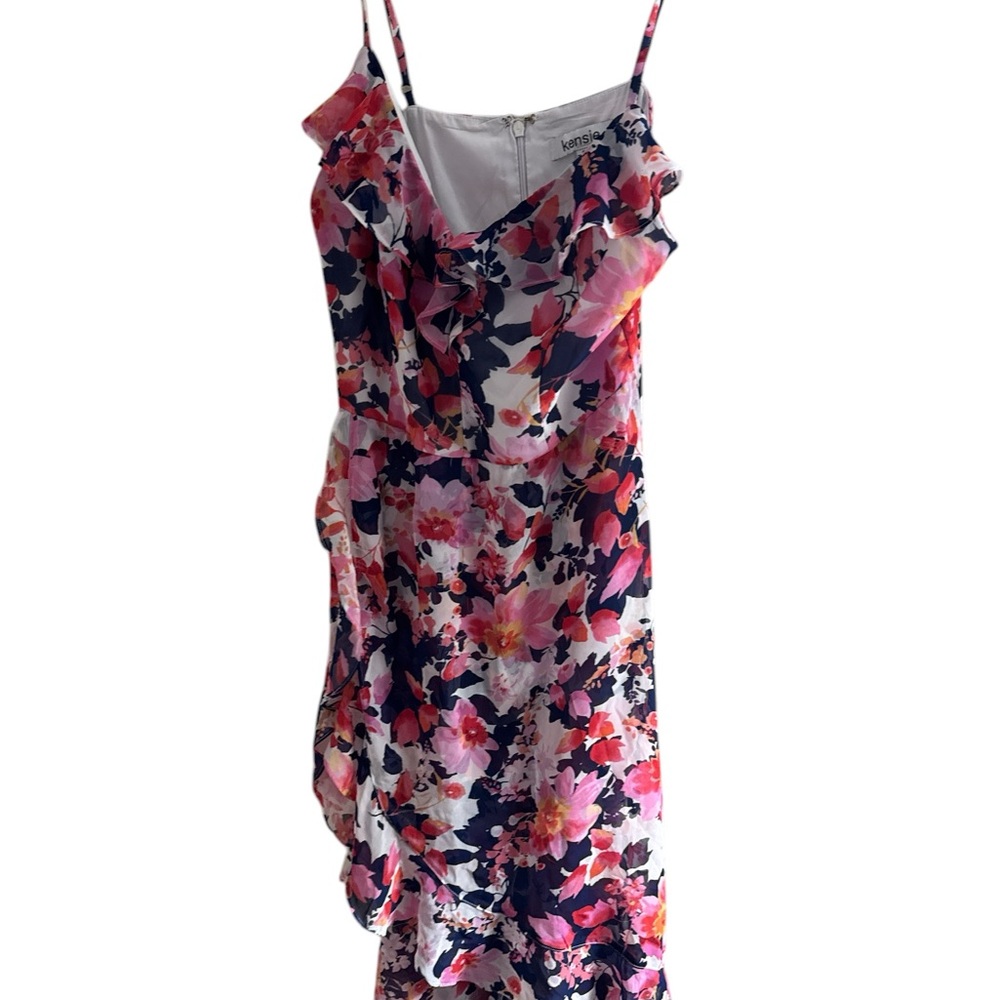 Kenzie Blue Pink Floral Lined Sleeveless Dress Tiered Skirt Ruffles Size 6‎